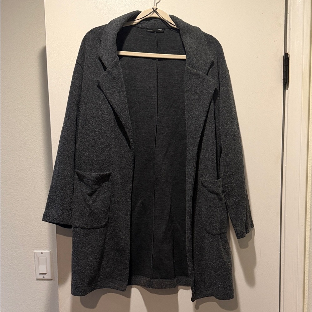 Open-Front Dark Gray Women's Coatigan